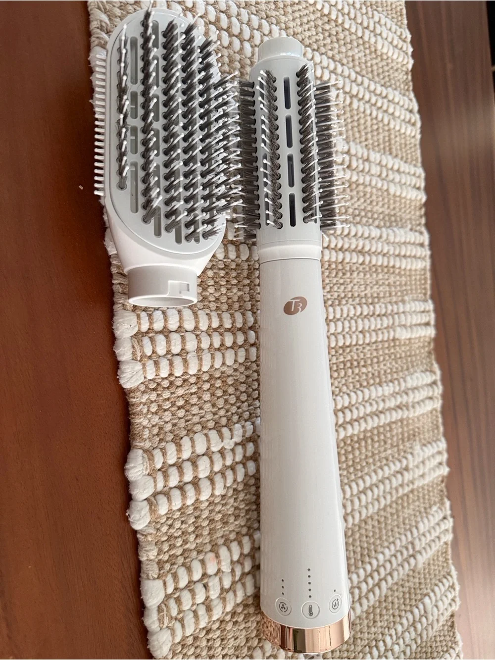 T3 White AireBrush Duo Styling Brush with Rose Gold Accent